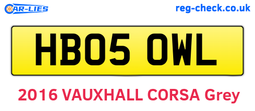 HB05OWL are the vehicle registration plates.