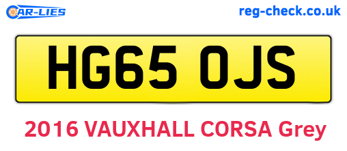 HG65OJS are the vehicle registration plates.