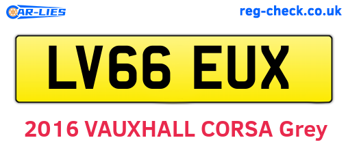 LV66EUX are the vehicle registration plates.