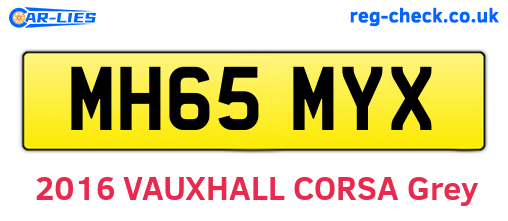 MH65MYX are the vehicle registration plates.