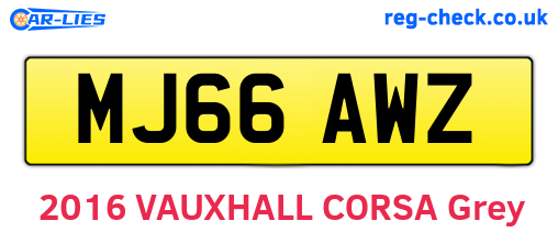 MJ66AWZ are the vehicle registration plates.