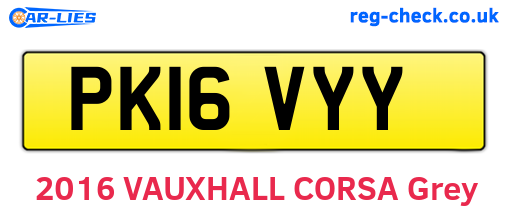 PK16VYY are the vehicle registration plates.