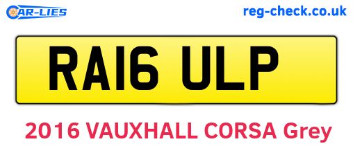 RA16ULP are the vehicle registration plates.