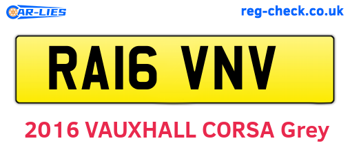 RA16VNV are the vehicle registration plates.