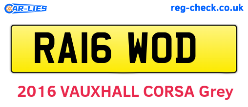 RA16WOD are the vehicle registration plates.
