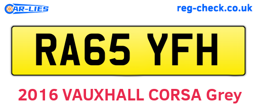 RA65YFH are the vehicle registration plates.