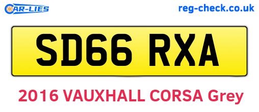 SD66RXA are the vehicle registration plates.