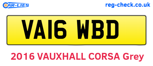 VA16WBD are the vehicle registration plates.