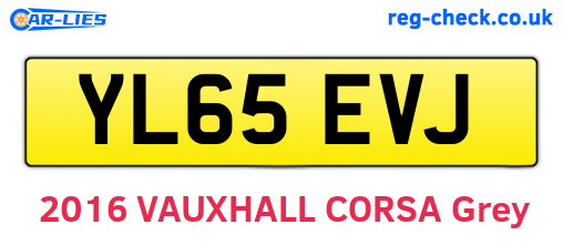 YL65EVJ are the vehicle registration plates.