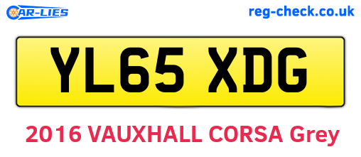 YL65XDG are the vehicle registration plates.
