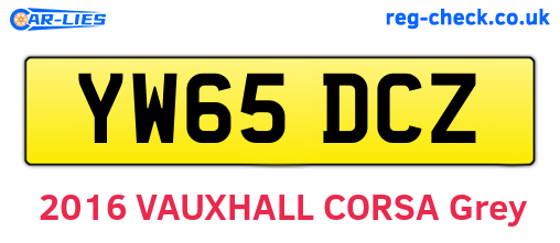 YW65DCZ are the vehicle registration plates.