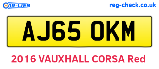AJ65OKM are the vehicle registration plates.