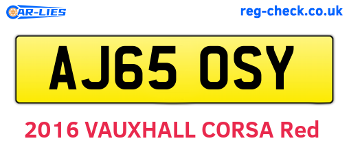 AJ65OSY are the vehicle registration plates.