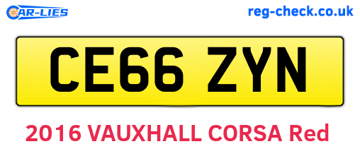 CE66ZYN are the vehicle registration plates.