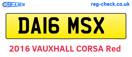 DA16MSX are the vehicle registration plates.