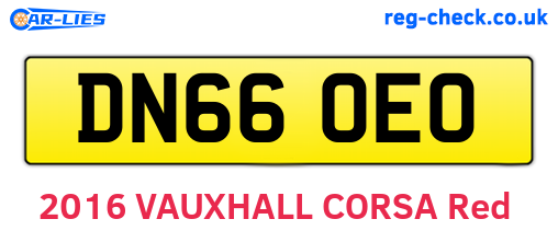 DN66OEO are the vehicle registration plates.