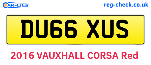 DU66XUS are the vehicle registration plates.