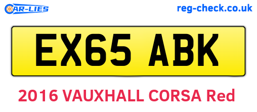 EX65ABK are the vehicle registration plates.