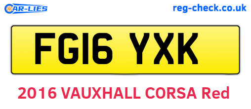 FG16YXK are the vehicle registration plates.