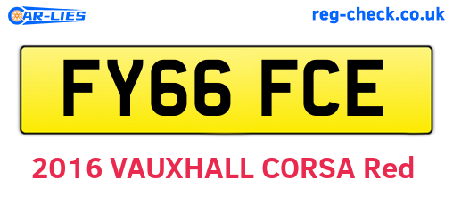 FY66FCE are the vehicle registration plates.
