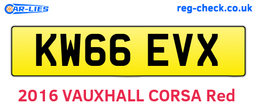 KW66EVX are the vehicle registration plates.