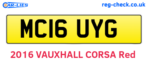 MC16UYG are the vehicle registration plates.