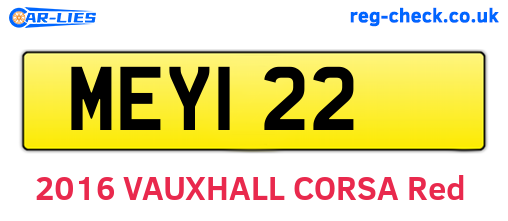 MEY122 are the vehicle registration plates.
