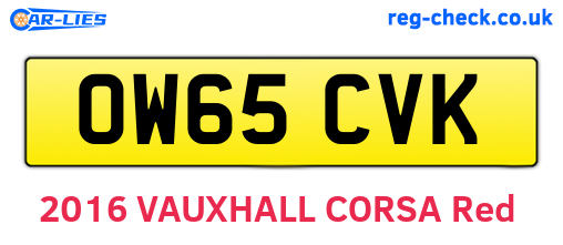 OW65CVK are the vehicle registration plates.