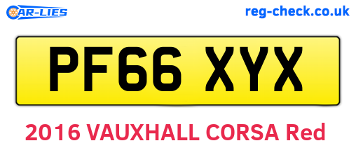 PF66XYX are the vehicle registration plates.