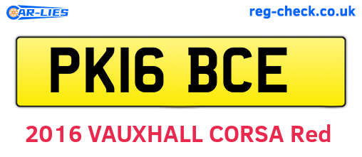 PK16BCE are the vehicle registration plates.