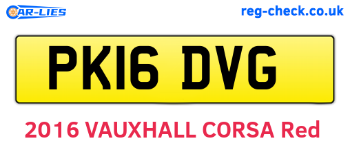 PK16DVG are the vehicle registration plates.