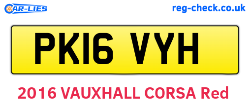PK16VYH are the vehicle registration plates.