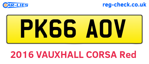 PK66AOV are the vehicle registration plates.