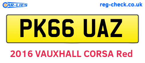 PK66UAZ are the vehicle registration plates.