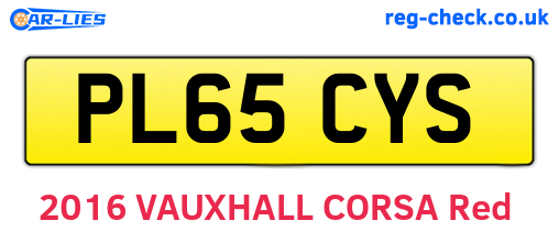 PL65CYS are the vehicle registration plates.
