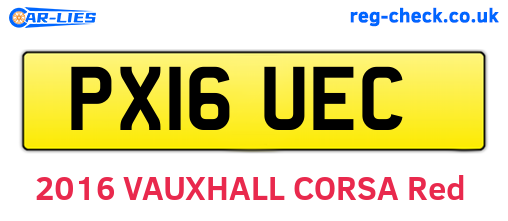 PX16UEC are the vehicle registration plates.