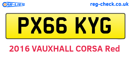 PX66KYG are the vehicle registration plates.