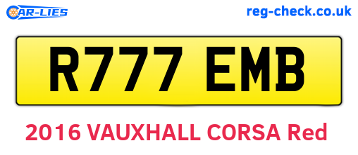 R777EMB are the vehicle registration plates.