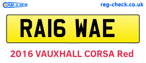 RA16WAE are the vehicle registration plates.