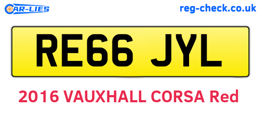 RE66JYL are the vehicle registration plates.