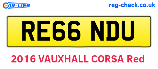 RE66NDU are the vehicle registration plates.
