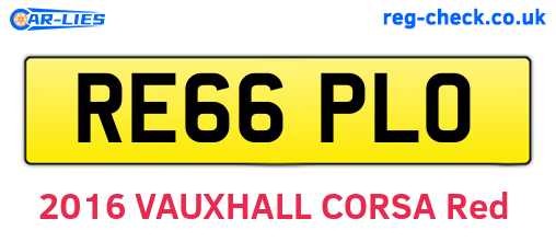 RE66PLO are the vehicle registration plates.