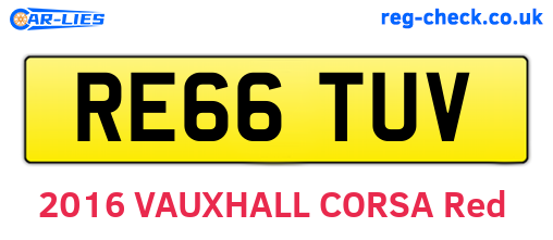 RE66TUV are the vehicle registration plates.