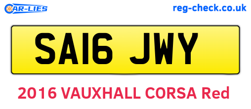 SA16JWY are the vehicle registration plates.