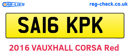 SA16KPK are the vehicle registration plates.
