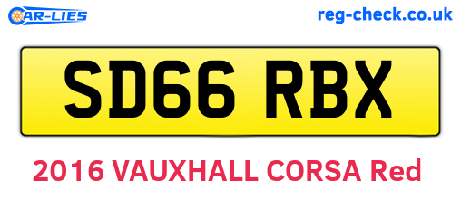 SD66RBX are the vehicle registration plates.