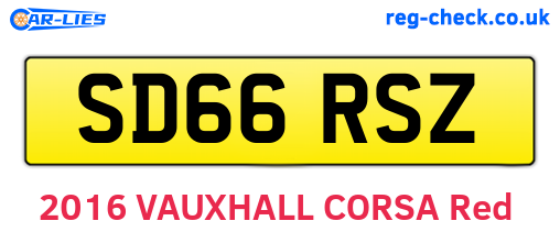 SD66RSZ are the vehicle registration plates.