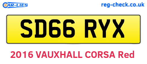 SD66RYX are the vehicle registration plates.