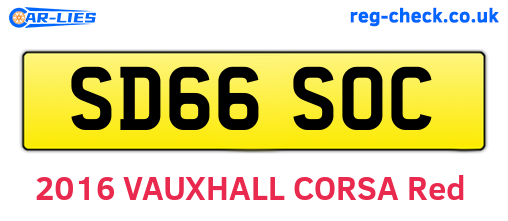 SD66SOC are the vehicle registration plates.