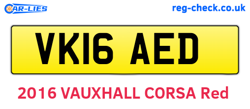 VK16AED are the vehicle registration plates.